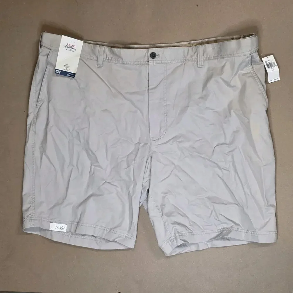 IZOD Shorts Men 50 Beige Flat Front Saltwater The Washed Chino Short 10.5 Inseam